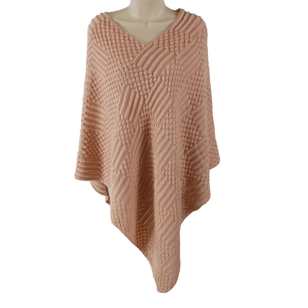 Chico's Blush Pink Textured V-Neck Poncho